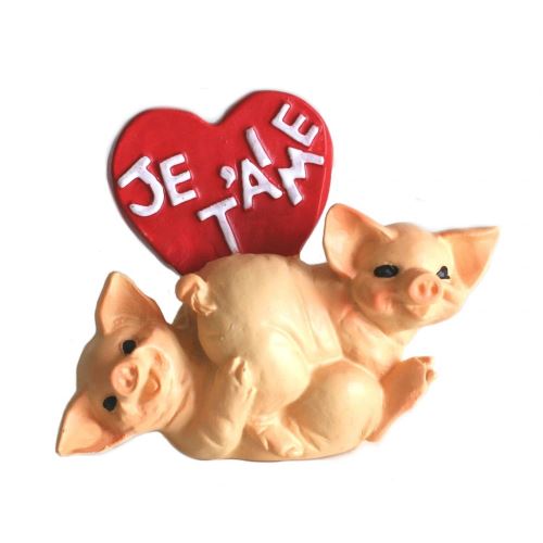 Figurine en résine : Cochons Je t'aime