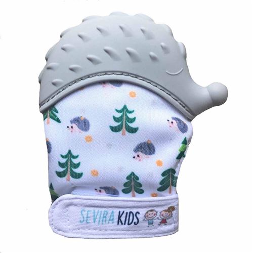 Sevira kids Moufle de dentition en silicone alimentaire - Hérisson Gris idéale entre 3/10 mois