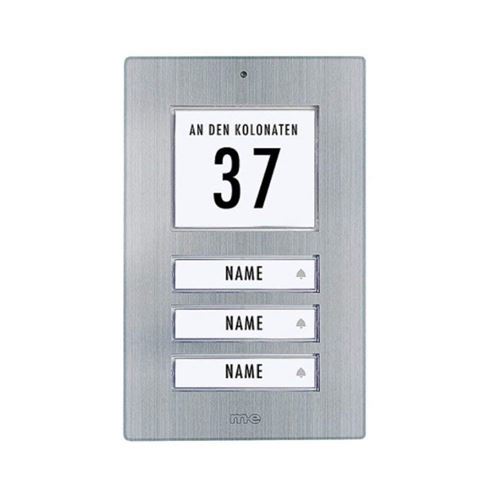 M-E MODERN-ELECTRONICS 41067 Klingelplatte beleuchtet, avec Adressfeld, avec Namensschild 3 Familienha