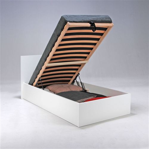 Lit coffre MADRID 90x190 + 1 sommier / Blanc
