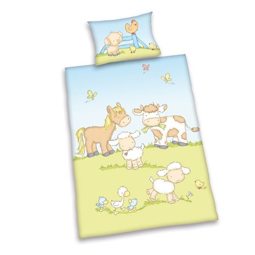 Herding 2485056063 Parure de Lit avec Imprimé Jana Animaux de Ferme en Coton Multicolore 100 x 135 cm