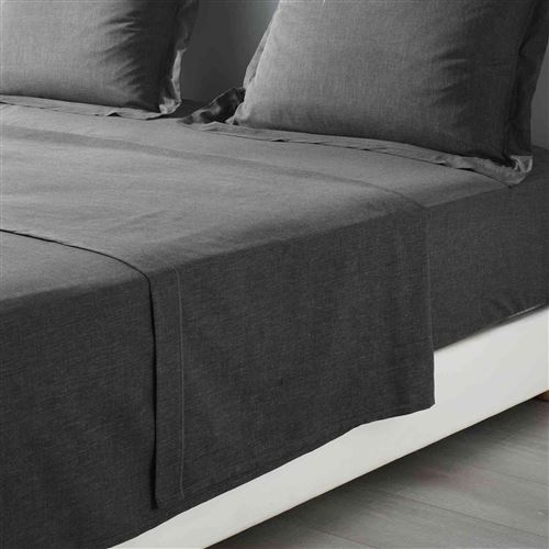 Drap plat 1 personne 180 x 290 cm polycoton uni actually +p. bourdon Anthracite