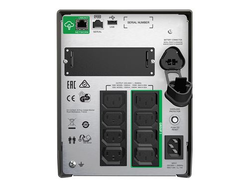 APC Smart-UPS SMT1000IC - Onduleur - CA 220/230/240 V - 700 Watt - 1000 VA - RS-232, USB - connecteurs de sortie : 8 - noir - avec APC SmartConnect