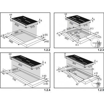 De Dietrich DPI7584X - Fascination Collection - table de cuisson à induction - 3 plaques de cuisson - Niche - largeur : 56 cm - profondeur : 49 cm - noir