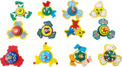 Small Foot jeu de toupies 12 pièces 8 cm