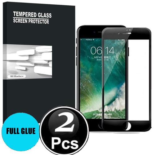 Apple iPhone 8 Plus (5.5) Vitre protection d'ecran en verre trempé incassable protection integrale Full 3D Tempered Glass FULL GLUE - [X2-Noir]