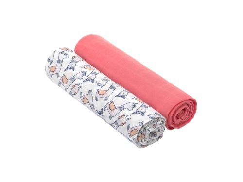 Lassig - Lange divinement doux XL Glama Lama corail boîte de 2 pcs, 120 x 120 cm