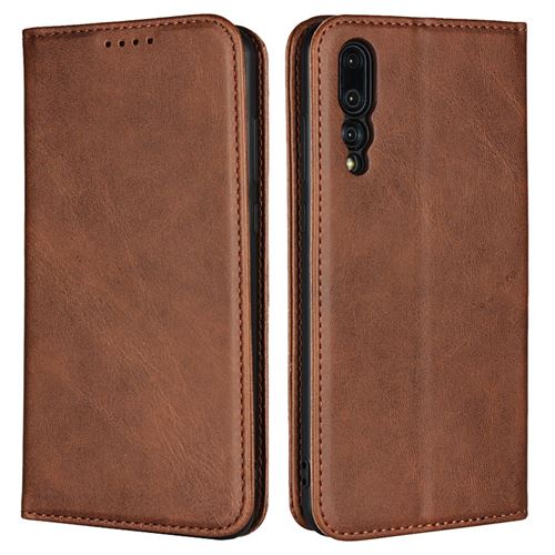 Etui en PU auto-absorbé café pour votre Huawei P20 Pro