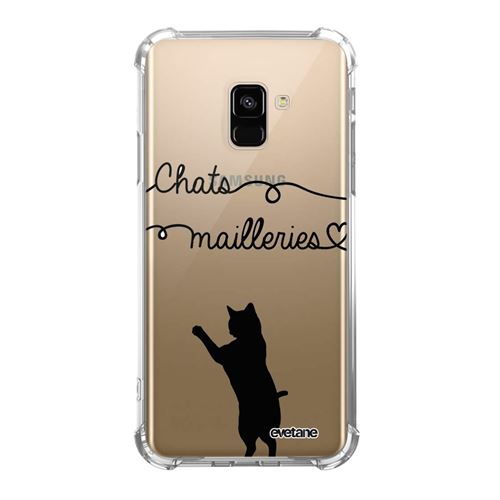 Coque pour Samsung Galaxy A8 2018 anti-choc souple angles renforcés Chats Mailleries Evetane [Evetane®]