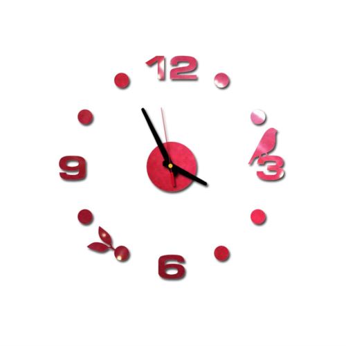 Nombres 3D Diy Romain Mur Acrylique Miroir Autocollant Horloge Décoration Intérieure Stickers Mural Rouge PL619