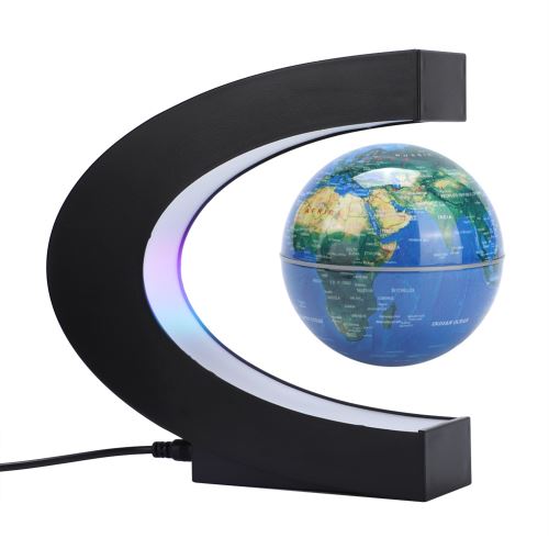 Globe Terrestre LED Levitation Magnétique 4 Lumineux Flottant Bleu