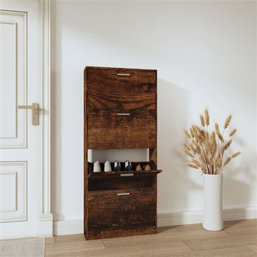 Vidaxl Armoire À Chaussures - Chêne Fumé - Image 3