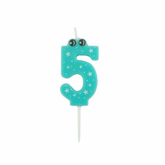 Bougie d'Anniversaire "Chiffre 5" 5cm Bleu - 1