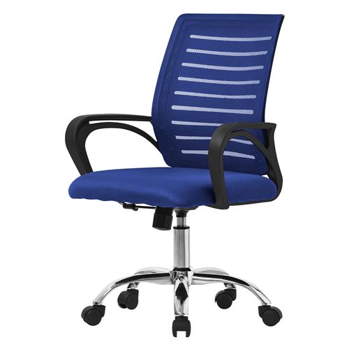 Non Renseigné Bleu Ml-Design Chaise De Bureau Ergonomique, Réglable En Hauteur Avec Accoudoirs, Fauteuil En Tissu Filet Respirant, Fonction Bascule, Pivotante À - Image 3