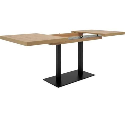 Table a manger extensible - Chene artisan / noir - 6 a 10 personnes - 120-200 x 75 x 80 cm