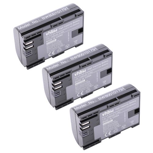 vhbw 3x Batteries remplacement pour Canon LP-E6 pour appareil photo (1300mAh, 7,4V, Li-ion), puce d information