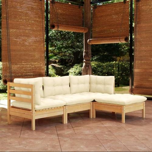 Non Communiqué Beige Salon De Jardin Modulable Vidaxl Bois 4 Pieces X 63.5 X 62.5 Cm 4 Personnes