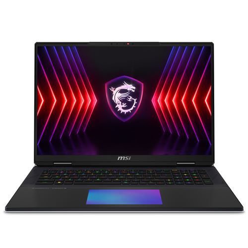 MSI Titan 18 HX A14VIG-005FR - Intel Core i9 - i9-14900HX / jusqu'à 5.8 GHz - Win 11 Pro - GeForce RTX 4090 - 128 Go RAM - 2 To SSD NVMe x 2 - 18" 3840 x 2400 (UHD+) @ 120 Hz - 2.5 Gigabit Ethernet - Wi-Fi 7, Bluetooth - noir profond - clavier : Françai