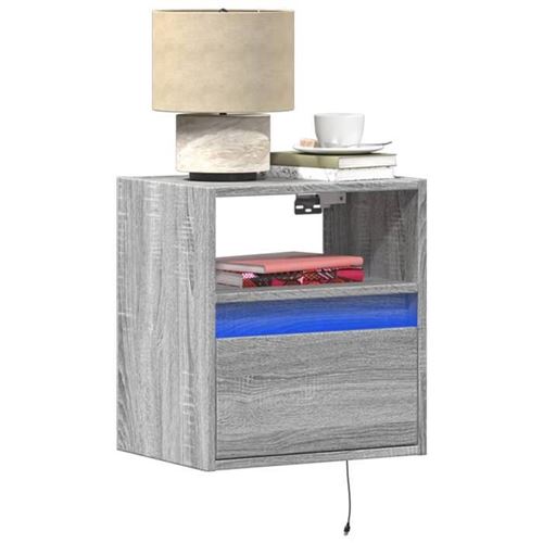 Vidaxl Gris Tables De Chevet Murales Led - Sonoma - Image 3
