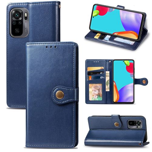 MPFRANCE Housse pour Xiaomi Redmi Note 10 4G Bleu [Porte Carte, etui portefeuille, boucle]