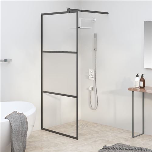 Vidaxl - Parete Doccia Walk In 90x195 Cm Vetro Semi Smerigliato Esg Nero