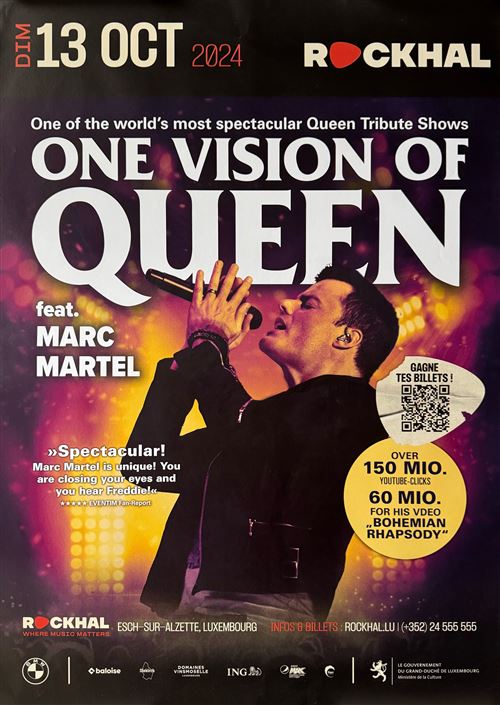 Affiche - One Vision Of Queen - Marc Martel Luxembourg 2024 - 60x84cm