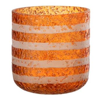 Photophore Design en Verre "Lignes" 15cm Orange - 1