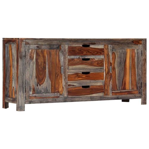 Buffet bahut armoire console meuble de rangement gris 160 cm bois de sesham massif