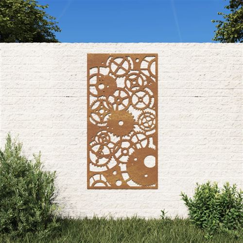 VidaXL Décoration murale jardin 105x55 cm design de roue dentée