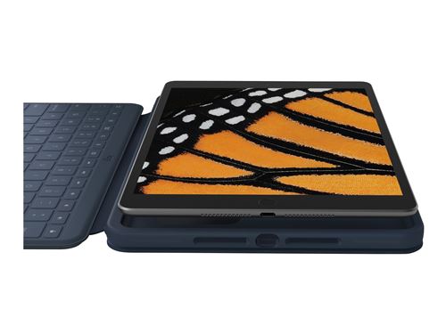 Logitech Rugged Combo 3 Touch for Education - Clavier et étui - avec trackpad - Apple Smart connector - AZERTY - Français - bleu classique - universit