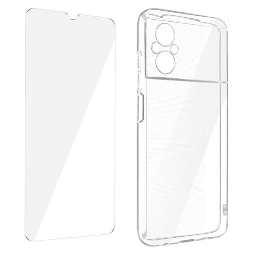 Coque pour Xiaomi Poco M5 Silicone Souple et Film Verre Trempé 9H Avizar transparent