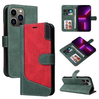 Flip Étui Pour iPhone 13 Pro Haute qualité Avec support et sangle pour fentes de cartes Cuir PU Couleur Patchwork unique GANGXUN Vert - 1