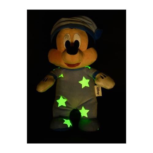 Peluche Mickey phosphorescente 25 x 13 x 13 cm Impression lumineuse Bleu Doudou a la Fnac