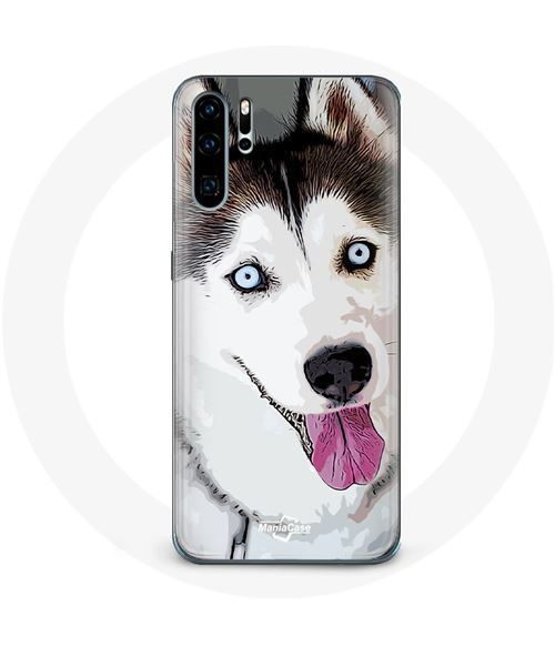 Coque pour Huawei P30 Husky Blanc de Sibérie Yeux Bleus Maniacase