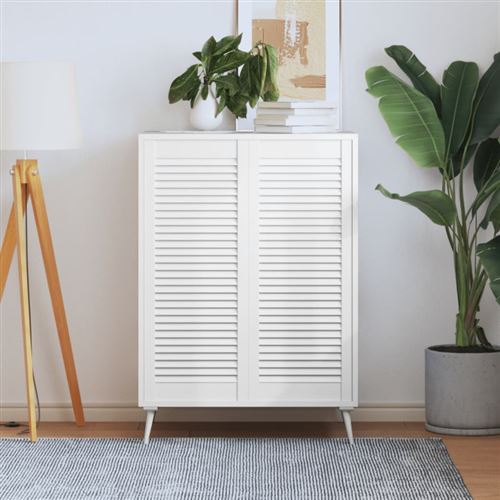 vidaXL Portes à persiennes 2 pcs Bois de pin massif Blanc 99,3x39,4 cm