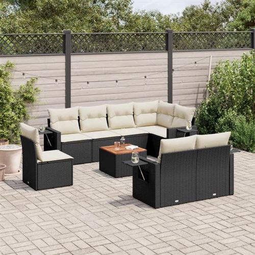Salon de jardin modulable vidaxl 8 personnes resine tressee noir 62 x 62 x 69 cm 9 pieces