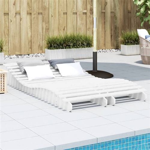Vidaxl Blanc Chaises Longues Lot De 2 - Image 2