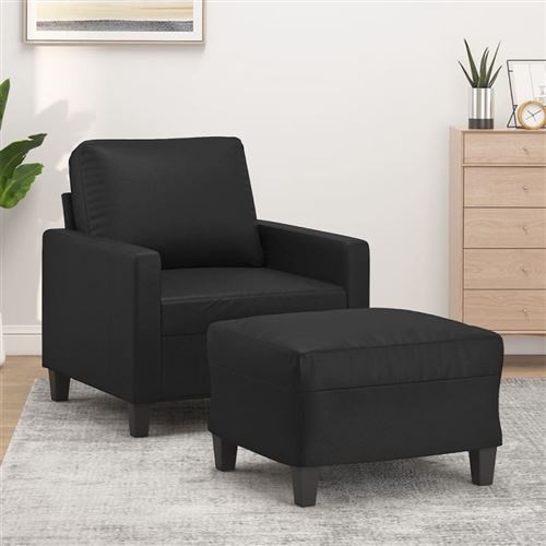 Non Communiqué Noir Fauteuil Avec Repose Pied 60 Cm Similicuir