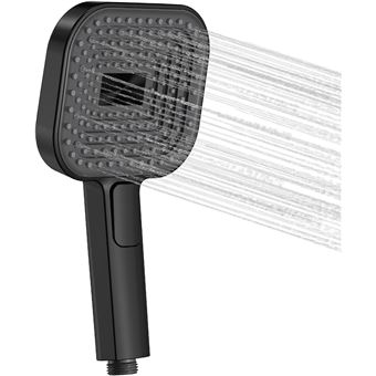 Pommeau de douche rond noir haute pression 3 modes - 1