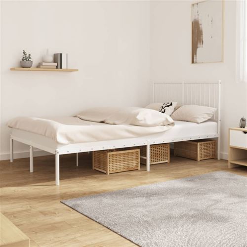 vidaXL Cadre de lit métal sans matelas et tête de lit blanc 120x190 cm
