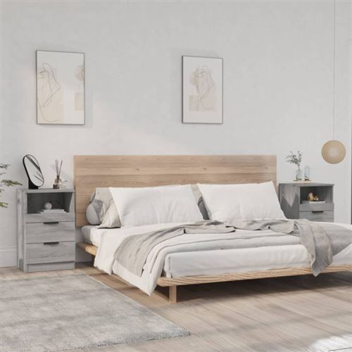 VIDAXL - Table de chevet - Sonoma - Gris - 2 pcs - Image 3