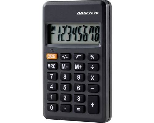 Basetech BT-CA-1008 Calculatrice de poche noir Ecran: 8 à pile(s) (l x H x  P) 89 x 59 x 11 mm – Conrad Electronic Suisse