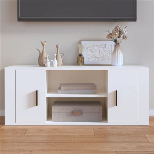 vidaXL - Meuble TV - 100x35x40 cm - Blanc - Image 2