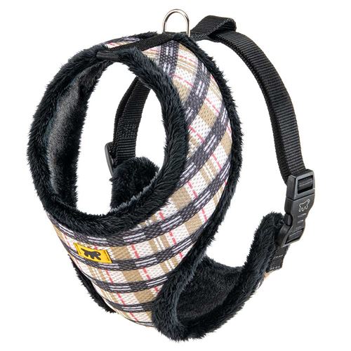 Comparer les prix de Ferplast NIKITA FUR XL Harnais pour Chien, Respirant, Fourrure Ecologique Douce, Sangle Réglable, Tartan Tartan