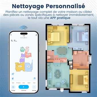 Robot Aspirateur Et Laveur – Autonomie 60 Min, Idéal Pour Poils D'animaux Et Sols Durs