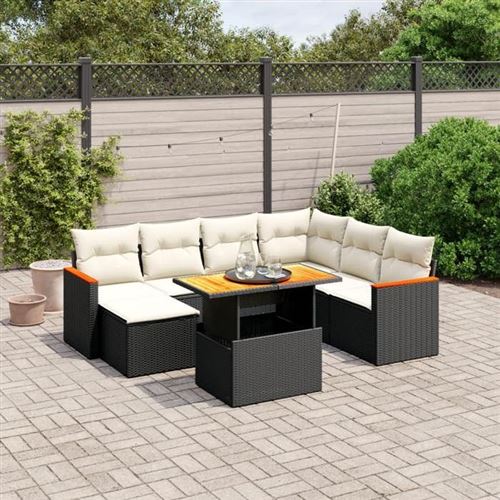 Non Communiqué Noir Vidaxl Salon De Jardin Avec Coussins 8 Pcs, Canapés De Terrasse, Ensemble De Meubles De Patio, Mobilier D'extérieur, 3273191