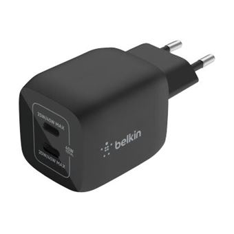 Belkin BoostCharge Pro - Adaptateur secteur - Technologie PPS et GaN - 45 Watt - 3 A - Fast Charge, PD 3.0 - 2 connecteurs de sortie (2 x USB-C) - noir