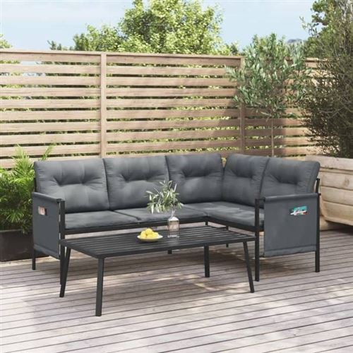 Vidaxl Gris Salon De Jardin 2 Personnes Acier 2 Pieces - Image 2