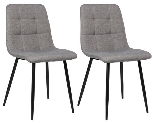 CLP Lot de 2 chaises de salle à manger Tilde avec Piètement en métal noir Gris/Tissu