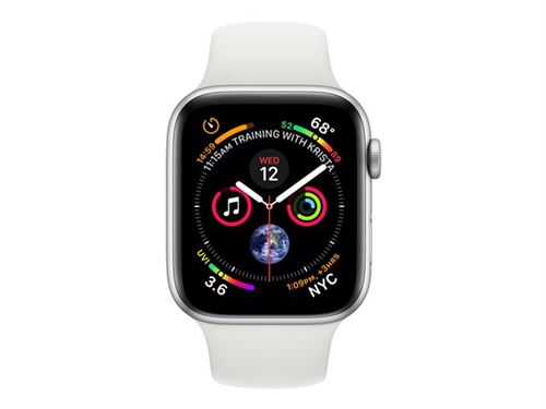 Apple Watch Series 4 Gps - 44Mm Boîtier En Aluminium Argenté Avec Bracelet Sport Blanc - Mu6A2